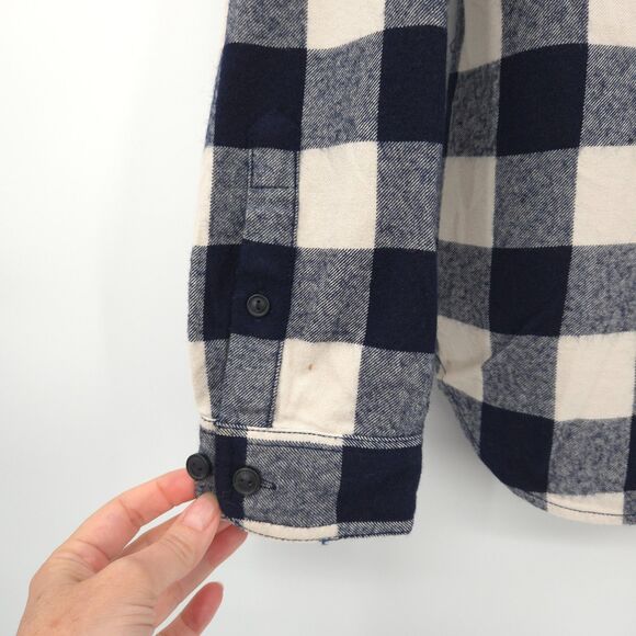 J. Crew wool blend buffalo plaid half zip shacket pullover Size S navy outdoor - Picture 4 of 10